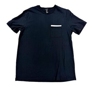Mens Forever 21 Pocket Tee Crew Neck Short Sleeve Black Size Large Black White
